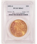 1892-S Gold Liberty Double Eagle Graded by PCGS as MS-63! Early US gold - $11,842.50 CAD
