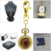 Gold Ladies Vintage Antique Pocket Pendant Watch Key Chain Necklace Gift... - £16.39 GBP