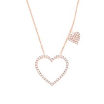 1/4 cttw Moissanite Heart Outline with Heart Dangle Station Necklace for Women D - £44.32 GBP