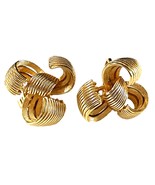 Vintage Trifari Gold Tone Knot Clip-On Earrings Textured Swirl Design Si... - $24.95