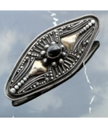 VINTAGE ART-DECO 925 STERLING SILVER NATURAL ONYX VERMEIL BROOCH - $1,732.63 MXN