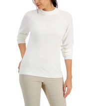 MSRP $47 Karen Scott Cotton Luxsoft Mock-Neck Sweater White Size XS (DEFECT) - £13.32 GBP