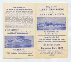 Lake Nipissing &amp; the French River Brochure &amp; Time Table - $13.86