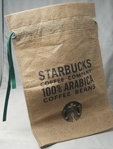Starbucks Disposable Gift Bag Green Pull Tie &quot;100% Arabica Coffee Beans&quot; - £11.43 GBP