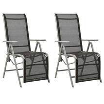 Reclining Garden Chairs 2 pcs Textilene and Aluminium Silver - £106.10 GBP