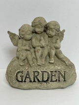 Cherub 3 Angels Sitting Garden Statue Sculpture Wings Outdoor Garden Home Decor - £16.65 GBP
