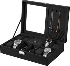 Oyydecor Bestwishes Jewelry Box Watch Box Organizer 8-Slot Storage Watch, Black - £28.24 GBP