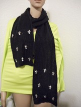 Womens Mixit Reverse Jersey Embellished Oblong Scarf Black NEW - £11.98 GBP