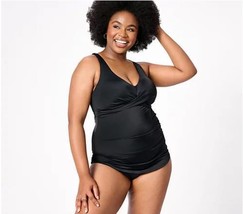 Kim Gravel x Swimsuits For All Sarong One-Piece (Onyx, 18 Plus) A567729 - $18.42