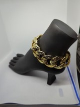 Hip Hop Wide Gold Plate Miami Cuban Acrylic Chain Bracelet Anklet 9&quot; - £14.68 GBP