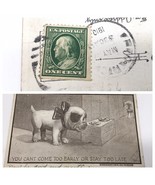 1910 Ben Franklin Green 1 Cent Stamp On A Dog Post Card - Antique - $75.00