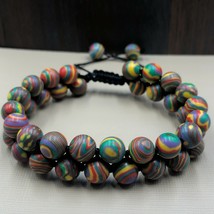 Rainbow Calsilica D 8mm Beads Adjustable 2 Strand Thread Bracelet 2TB-27 - £11.66 GBP