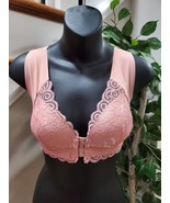 SHEIN Pink Cotton Comfortable Front Lace Shaping Seamless Bra Size Large... - $45.13 CAD