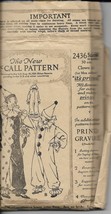 McCALL&#39;S VINTAGE PATTERN 2436 DATED 1921 SIZE LG ADLT UNISEX CLOWN COSTUME - $18.00