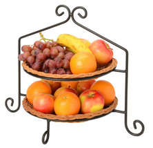 2 Tier Pie Plate Stand - Wrought Iron Double Rack Display Amish Handmade In Usa - £43.14 GBP
