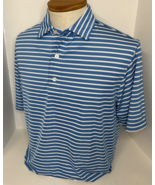FootJoy Mens Medium Polo Blue White Striped Short SleeveFJ Golf - $38.37 CAD