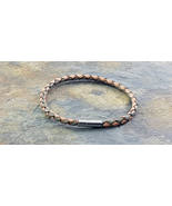 Grey &amp; Tan 4 mm round diameter leather Bracelet - $10.56