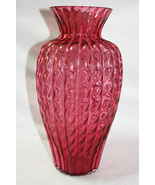 Vintage Cranberry Glass Pink Ribbed Vase - 12&quot; tall - £59.29 GBP