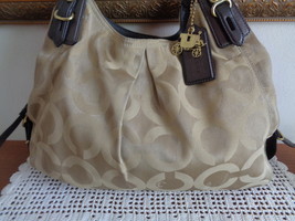 Coach Madison Maggie Monogram Satchel Handbag Shoulder Bag Purse Brown 1... - £71.76 GBP