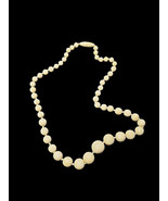 Vintage Cream Graduated Bead Necklace Bakelite Style Catalin Lucite UV R... - $127.45