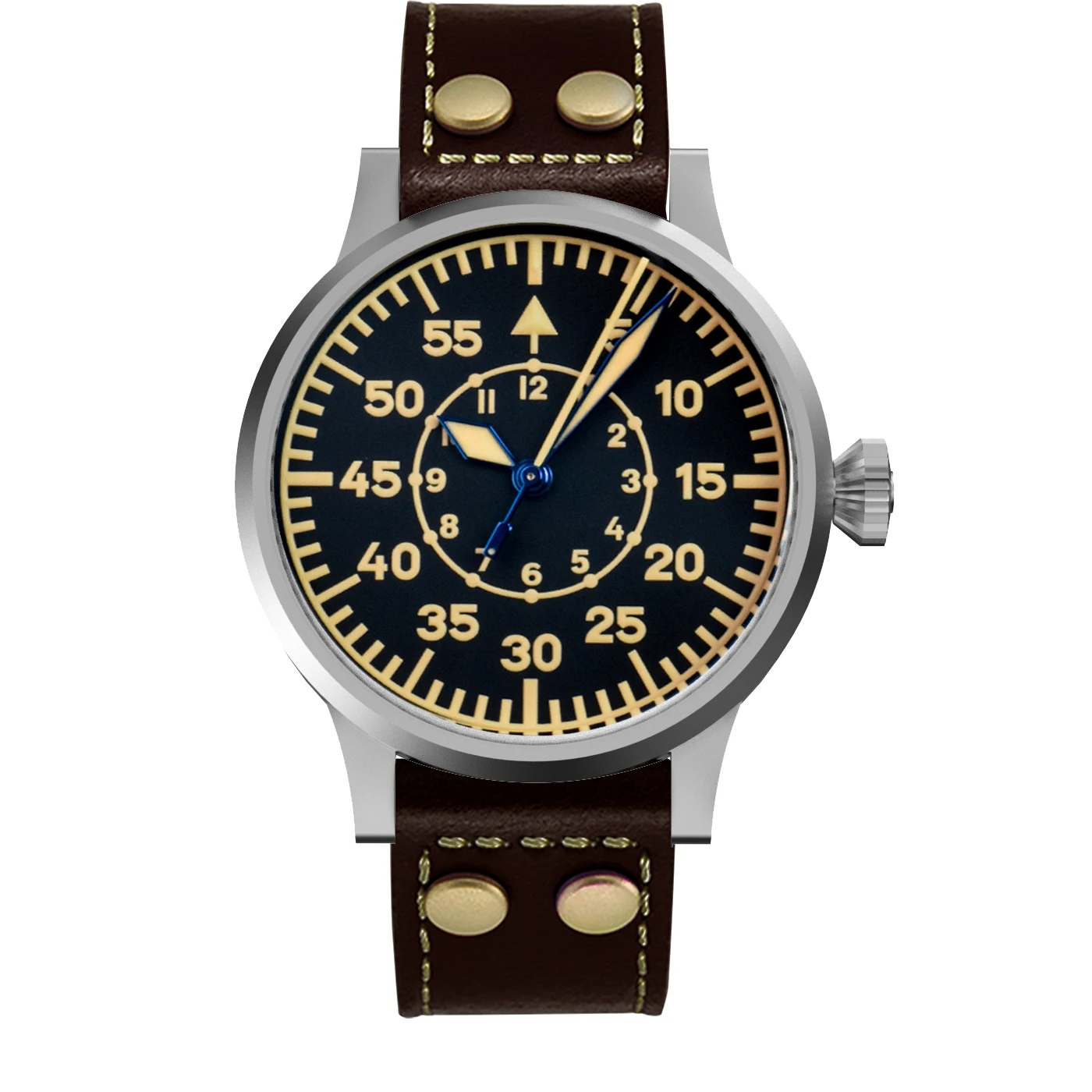 42mm Retro Automatic Men Pilot Watches Sapphire Glass PT5000 SW200 10ATM... - £499.75 GBP