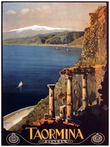 9834.Taormina.italia.seaside mountain view.POSTER.home decor graphic art - $17.10+