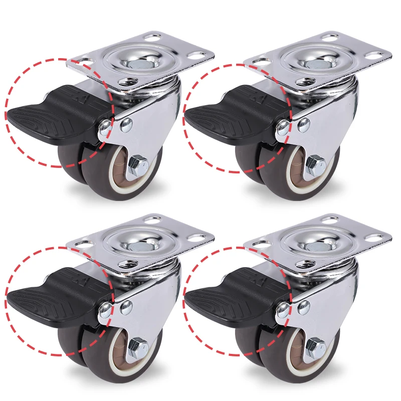 KAK 4pcs 2 inch ke Swivel Caster Wheels for Trolley Pallet Universal Mute Soft H - £160.75 GBP