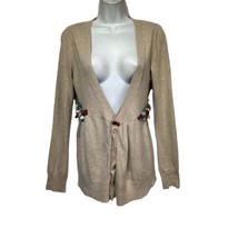 Anthropologie Sleeping on Snow Floral Applique Wrap Knit Cardigan Size M - £27.09 GBP