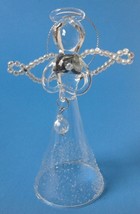 Crystal Angel Bell Christmas Ornament Glass with Pearl Wings - £11.95 GBP