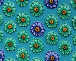 Cotton Kaffe Fassett 85 &amp; Fabulous Zinnia Blue Fabric Print by the Yard ... - £13.51 GBP