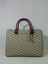 NWT Michael Kors Natural/Mulberry Medium Kellen Leather Trim Tote Bag $3... - $298.00
