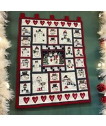 Christmas Country Quilt Wall Hanging-Snowman snowflakes winter hearts 45... - $34.60