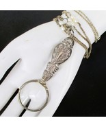 Vintage REO Sterling Silver Ornate Magnifying Glass Pendant w 30 Inch Lo... - $201.42 CAD