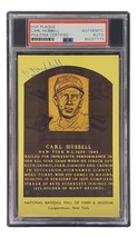 Carl Hubbell Signed 4x6 New York Giants Hall Of Fame Plaque Card PSA/DNA - $77.59
