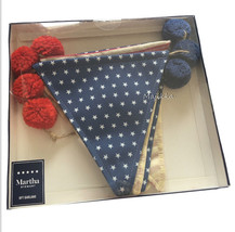 Martha Stewart 4th Of July Pointed Triangle Flags 6 Ft Mantle Garland Red Blue - £34.85 GBP