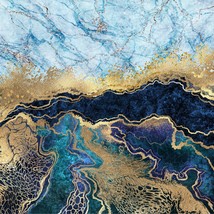 Blue Marble Square Canvas , Abstract Wall Decor, Oversize Canvas, Stretched - $59.90