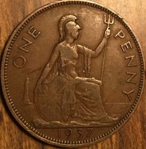 1937 Uk Gb Great Britain One Penny Coin - £1.41 GBP