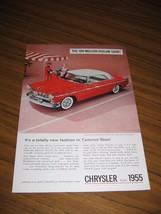 1955 Print Ad The&#39;55 Chrysler Windsor Deluxe Nassau Tango Red &amp; Platinum - £12.37 GBP