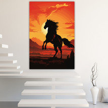 Horse at sunset Canvas Painting Wall Art Posters Landscape Canvas Print Picture - £11.03 GBP+