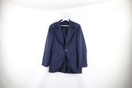 Vtg 60s Mens 36R Wool Prom Smoking One Button Tuxedo Suit Coat Jacket Blue USA - £124.72 GBP