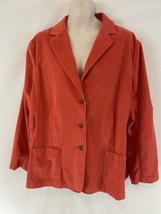 Lands End Womens 24W Orange Fineline Corduroy Cotton Unlined 3 Button Ja... - $12.87