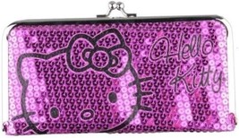 Hello Kitty SLGS Fusia Pink Sequin Frame Coin Credit Card Wallet - $11.99