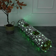 Cat Tunnel Tube with Plush Ball Toys Collapsible Self-Luminous Photoluminescence - £31.27 GBP