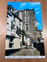 Vintage Postcard, Bunkers Hill, A Narrow Street, St. Ives, Cornwall, England - £3.75 GBP