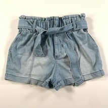 TinselTown Denim Shorts Womens S Blue Weathered Faded Belted High Rise - £9.74 GBP