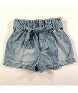 TinselTown Denim Shorts Womens S Blue Weathered Faded Belted High Rise - £9.59 GBP