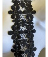 1 Yard Black Venice Floral Double Scalloped Venise Lace Trim 4” - $2.99