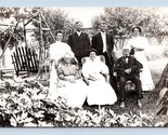 RPPC old Family Portrait in Garden Very old family Members and Young Pos... - $18.16