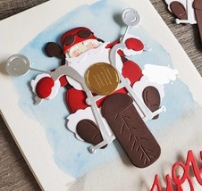 Santa Claus Riding a Motorcycle Metal Cutting Die Card Making Scrpabook ... - £9.48 GBP