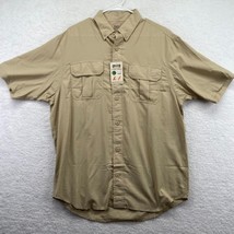 New Duluth Trading Mens Fishing Shirt Size Medium Khaki Beige Vented SPF 40 - £17.08 GBP